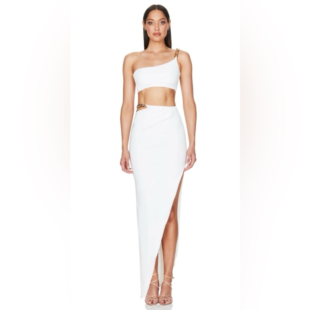 Nookie Alyssa Chain Top & Skirt Set in Ivory